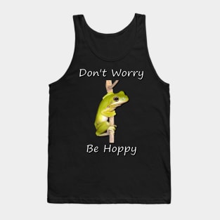 "Don't Worry Be Hoppy" Green Tree Frog Tank Top
